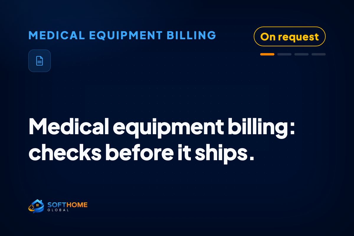 Checks the benefit and chases the signed order for medical equipment (DME) before anything ships, then proves delivery happened before the claim ever goes out the door.